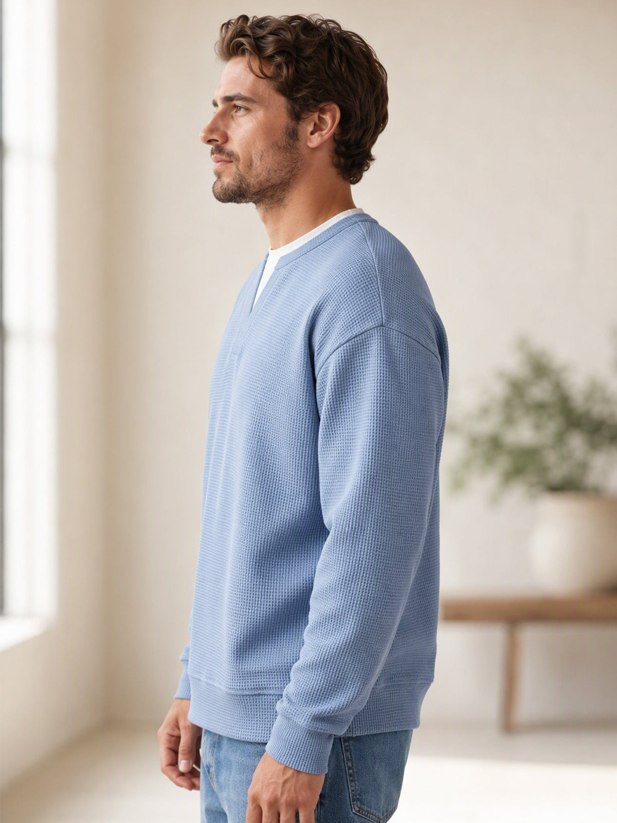 Waffel-Langarmshirt mit Lagenlook