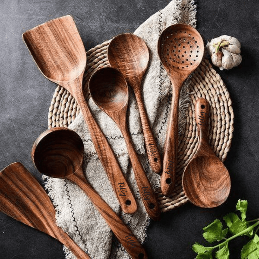 Teak Holz Küchenutensilien Set