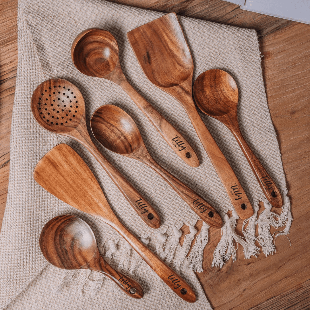 Teak Holz Küchenutensilien Set