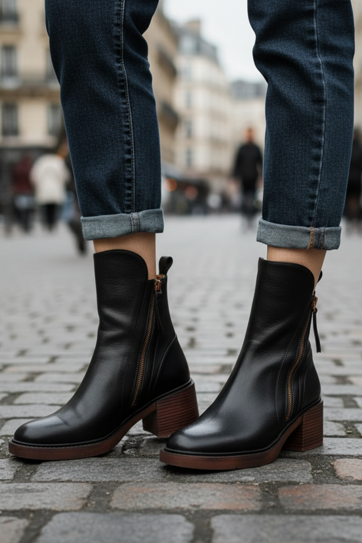 Pernelle Lederstiefel mit Blockabsatz