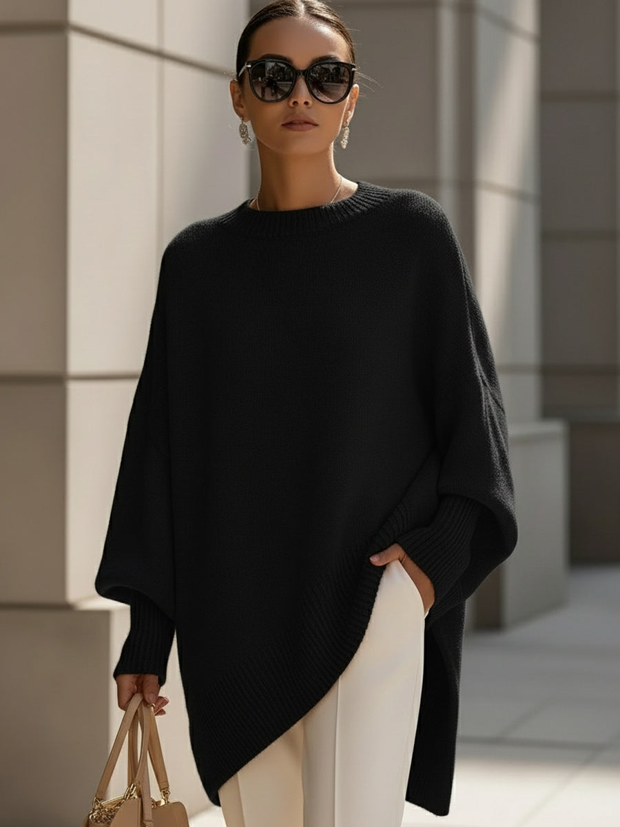 Übergroßer Pullover mit weitem Ausschnitt und Drapierung
