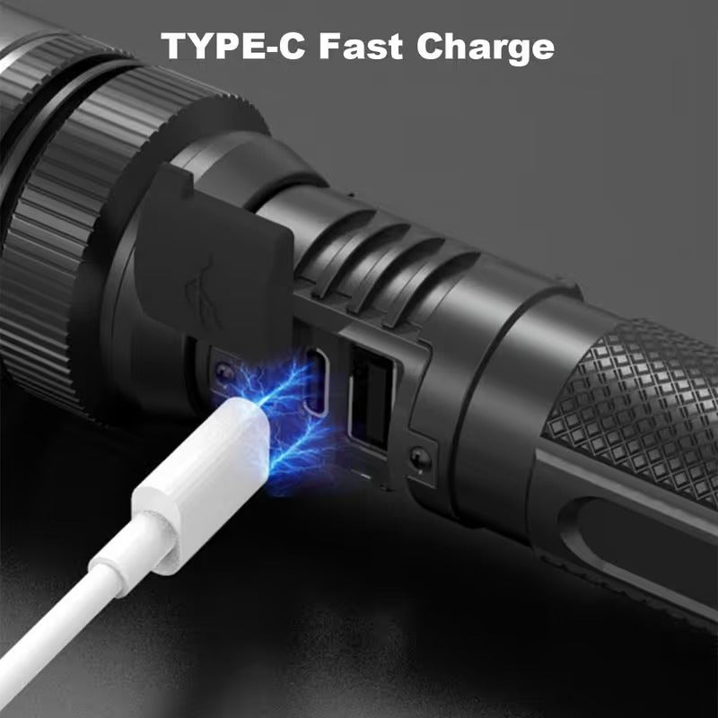 Ultrahelle wasserdichte LED Taschenlampe mit Zoom und Powerbank-Funktion