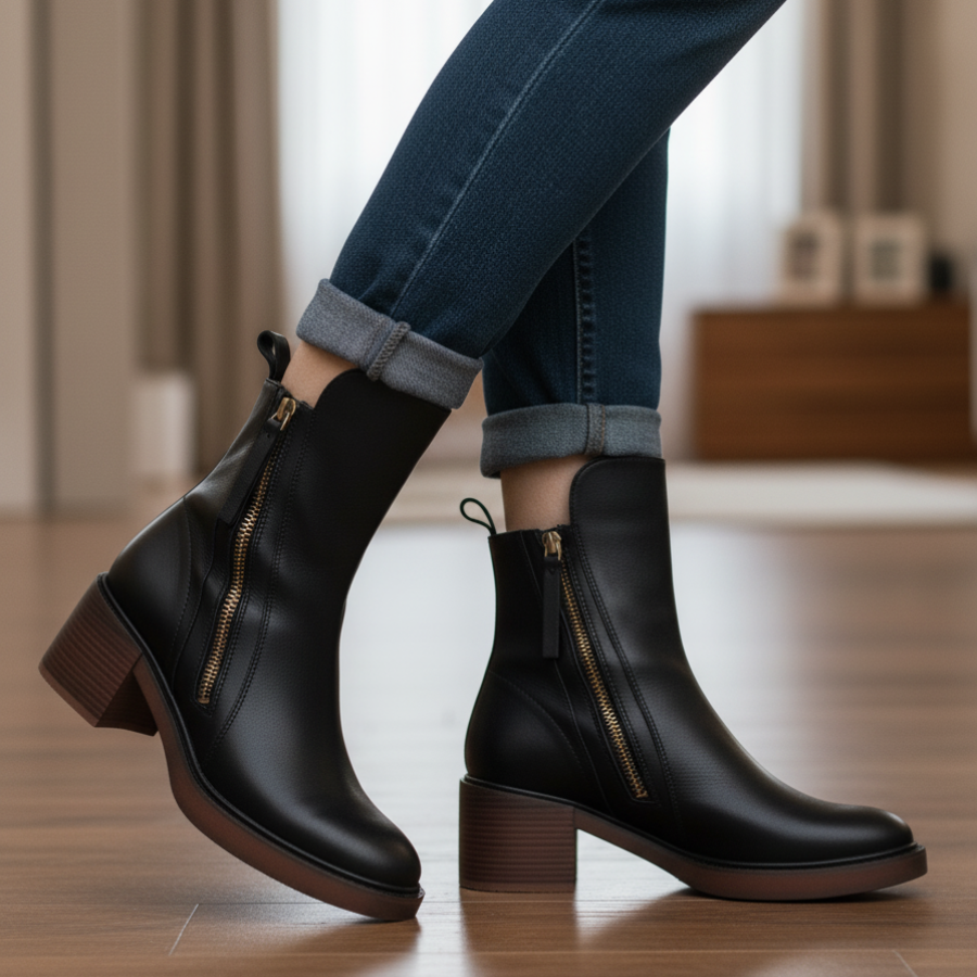 Pernelle Lederstiefel mit Blockabsatz