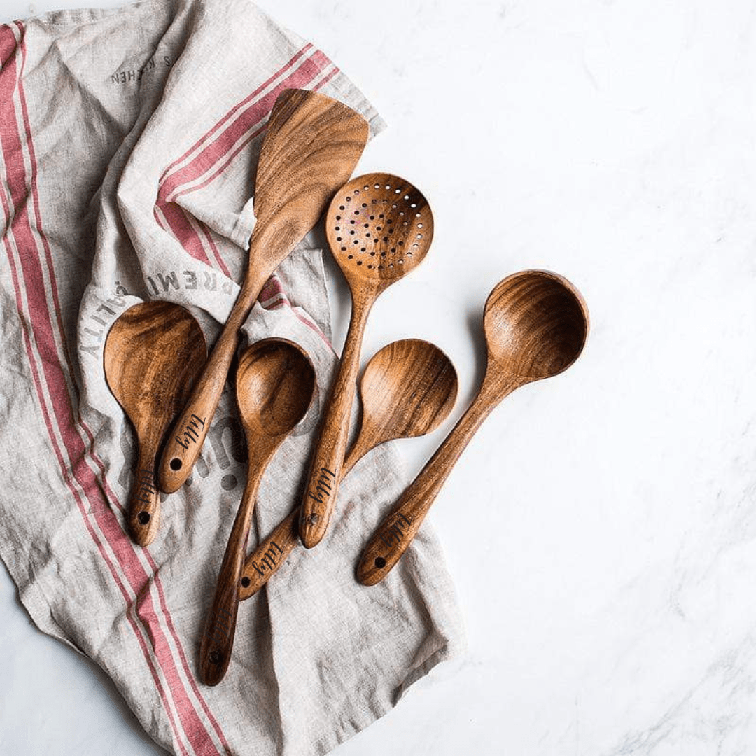 Teak Holz Küchenutensilien Set