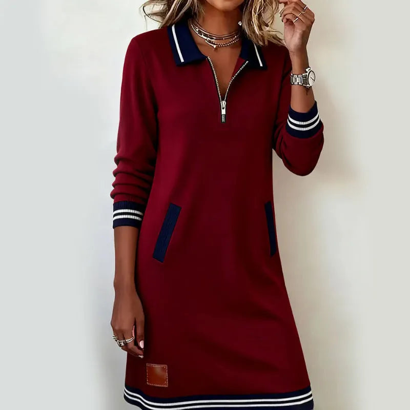 Soft-Touch Quarter-Zip Polo-Kleid