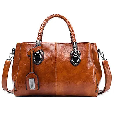 Damenvintage-Handtasche aus echtem Leder · Weich und elegant, kann in der Hand oder an der Schulter getragen werden