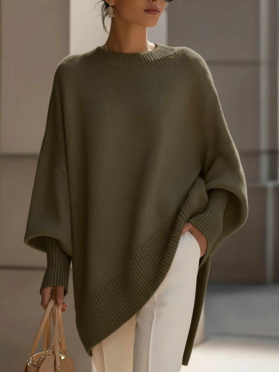 Übergroßer Pullover mit weitem Ausschnitt und Drapierung