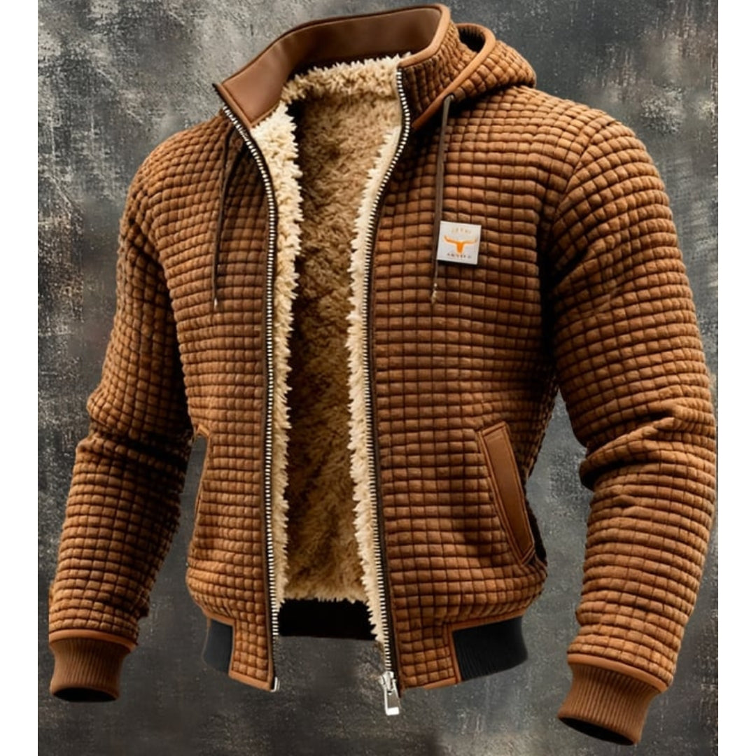 Herren Thermische Fleece Winterjacke – Gesteppte Kapuzenjacke mit Reißverschluss, Sherpa-Futter und windabweisender Oberfläche