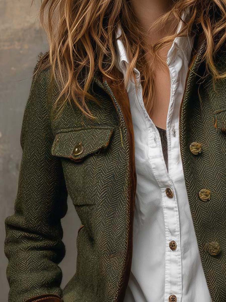 Taillierte Fischgrät-Jacke für Damen