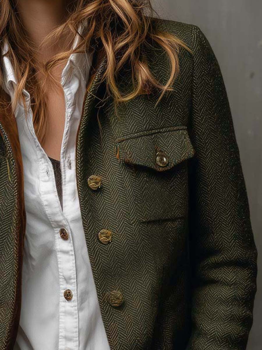 Taillierte Fischgrät-Jacke für Damen