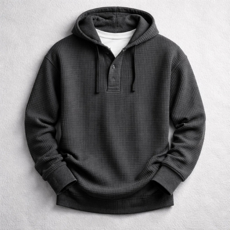 Beaumont Waffelstrick Henley Hoodie