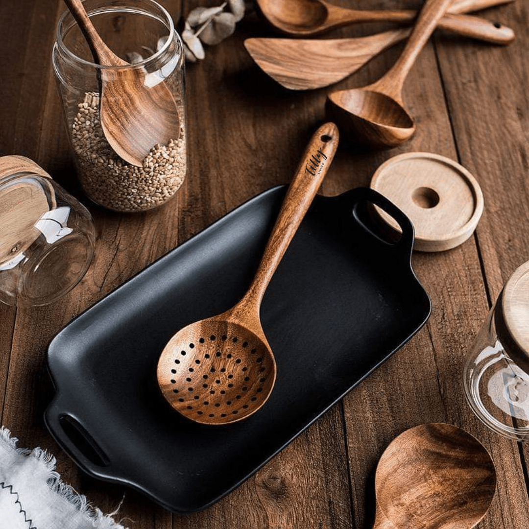 Teak Holz Küchenutensilien Set