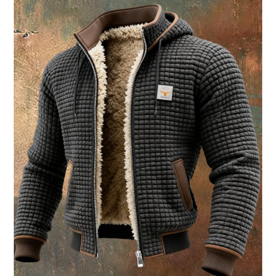 Herren Thermische Fleece Winterjacke – Gesteppte Kapuzenjacke mit Reißverschluss, Sherpa-Futter und windabweisender Oberfläche