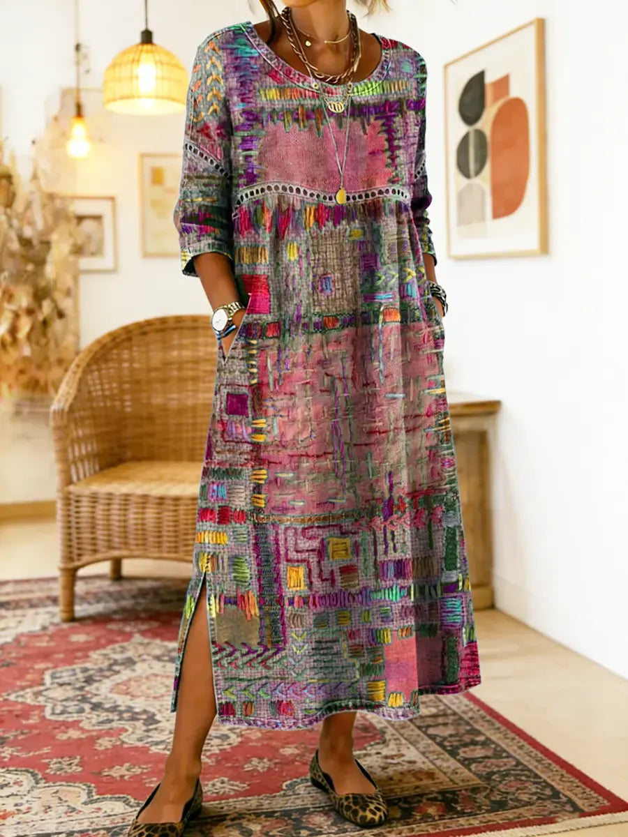 Manuela Kleid mit ethnischem Patchwork
