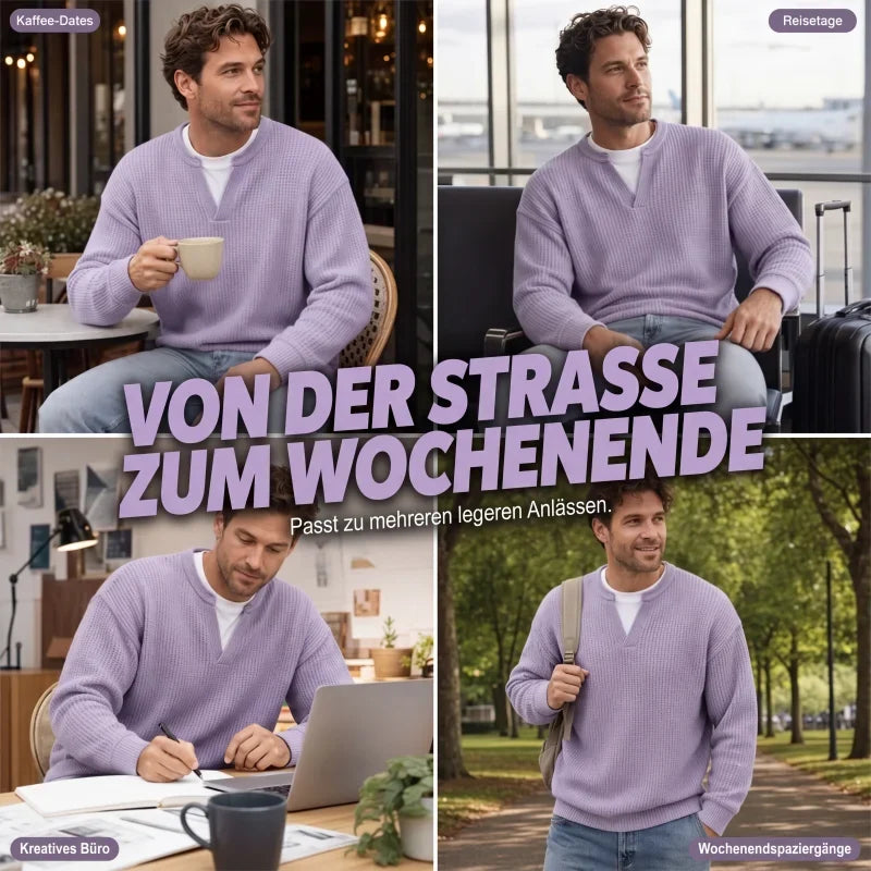 Strukturierter Waffel-Pullover für Herren