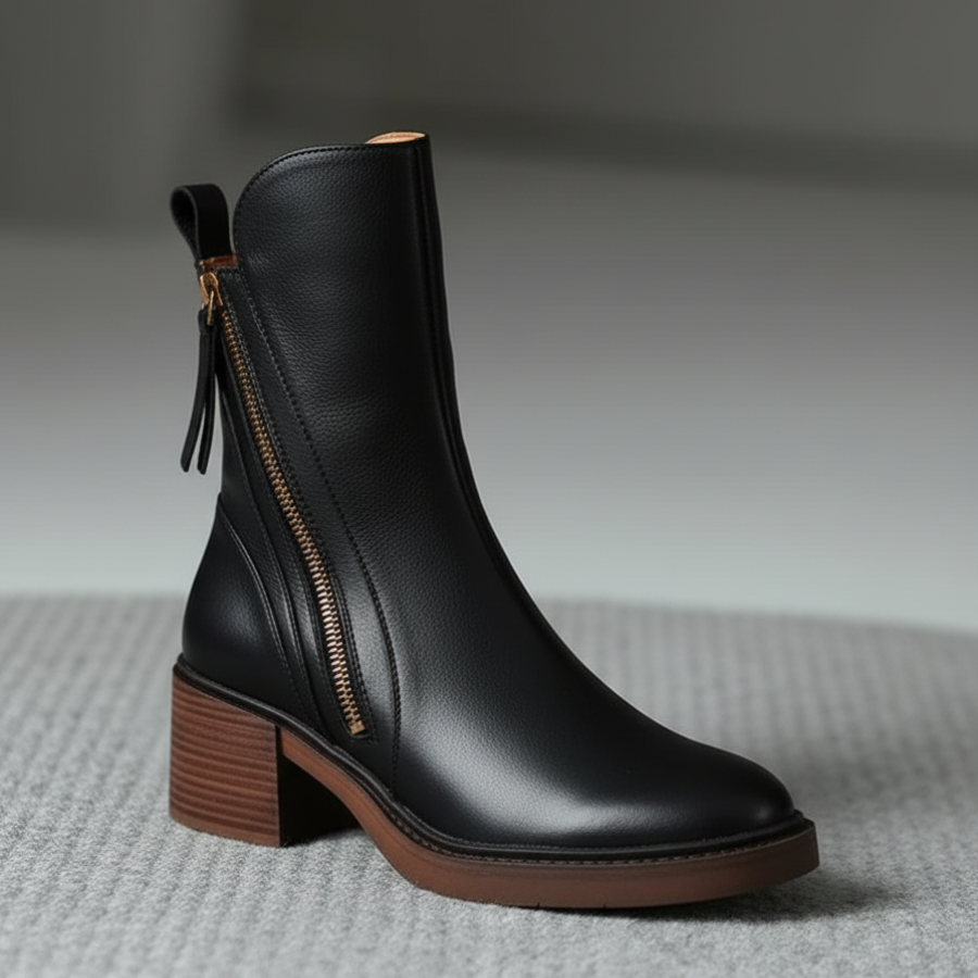Pernelle Lederstiefel mit Blockabsatz