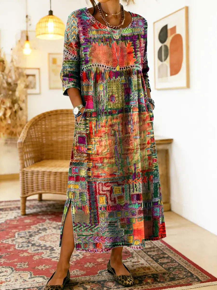 Manuela Kleid mit ethnischem Patchwork
