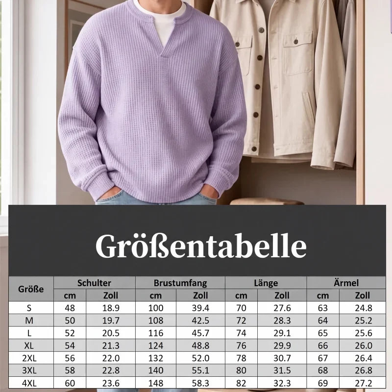 Strukturierter Waffel-Pullover für Herren