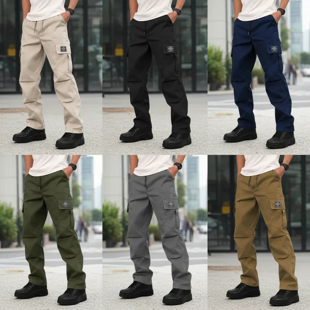 Drezma | Herren Cargohose für den täglichen Gebrauch in allen Jahreszeiten | Gerades Bein | Schmale Passform | Mehrfarbige Tasche