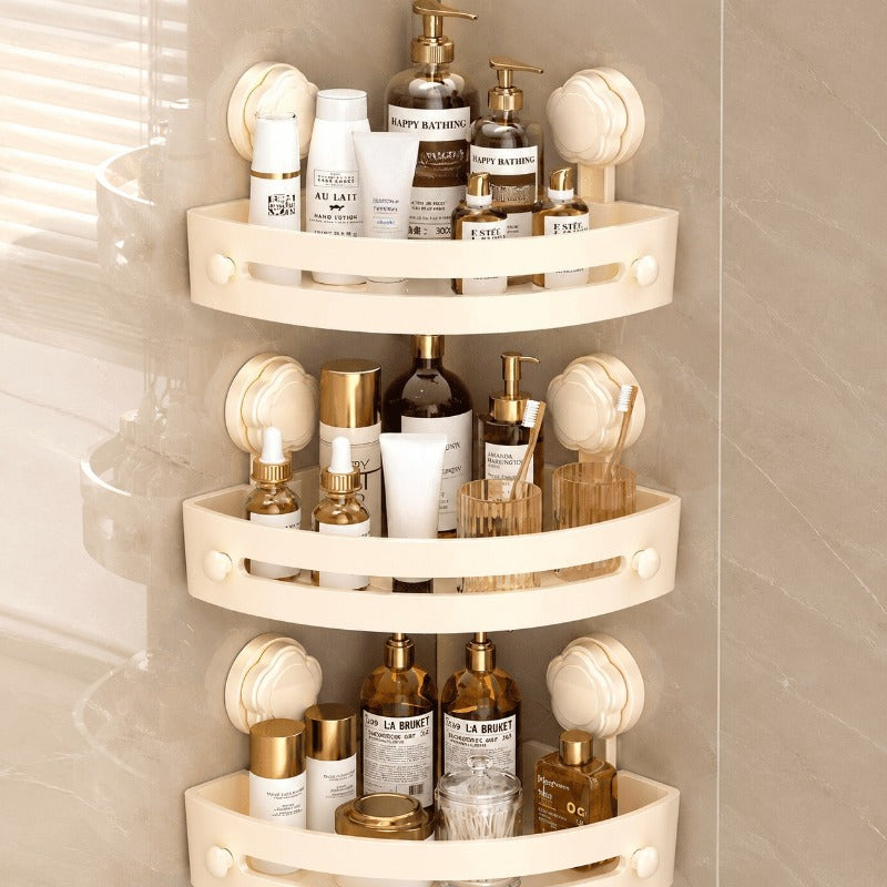 Badezimmer-Eckregal mit starker Saugkraft