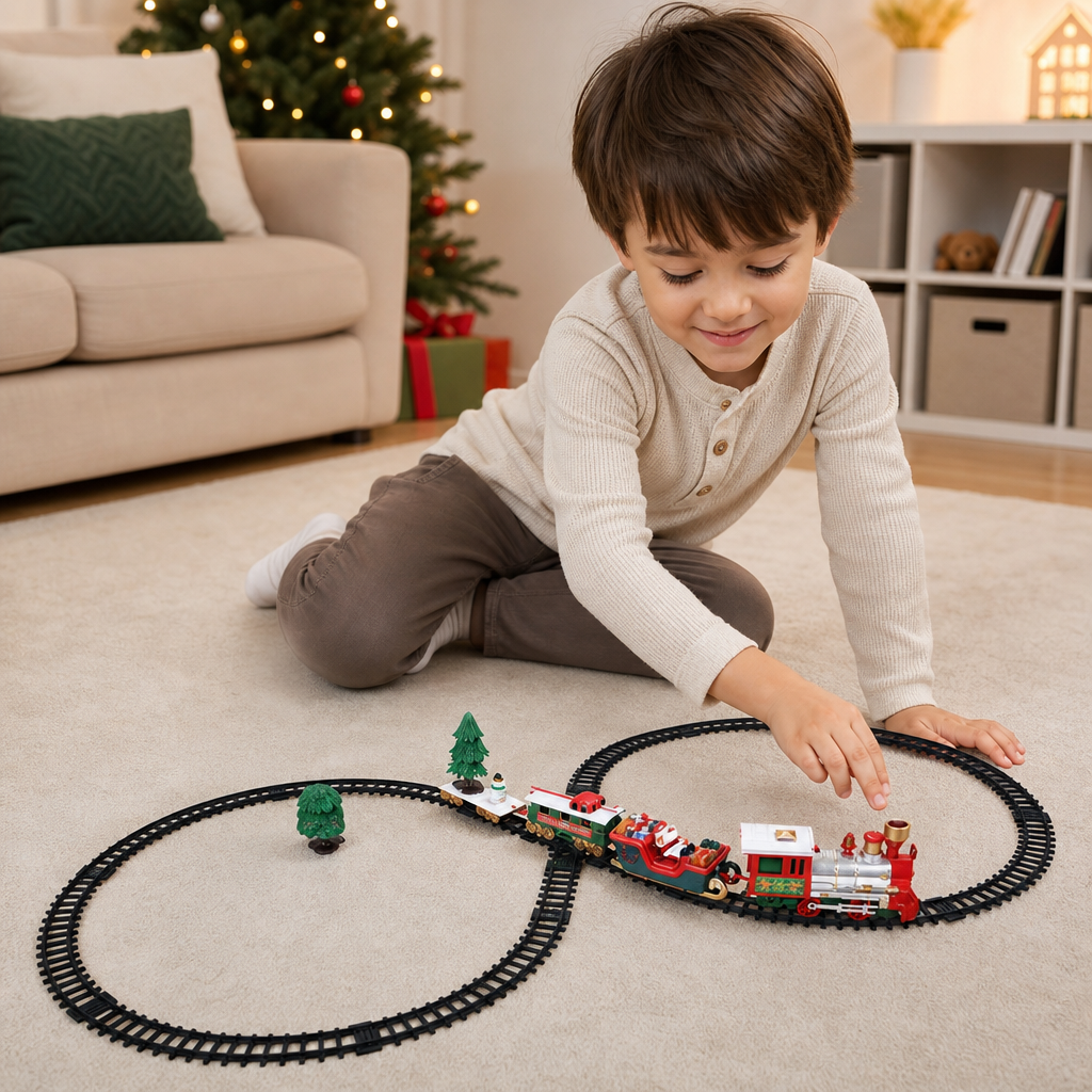 Elektrische Eisenbahn für Kinder mit Licht, Geräuschen und Dampfeffekten