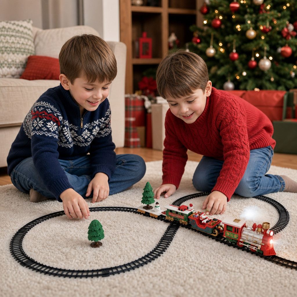 Elektrische Eisenbahn für Kinder mit Licht, Geräuschen und Dampfeffekten