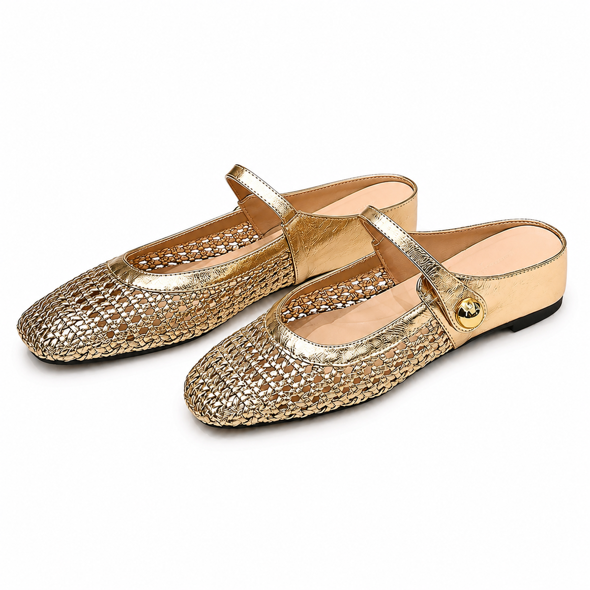 Clogs aus geflochtenem Gewebe mit quadratischer Spitze