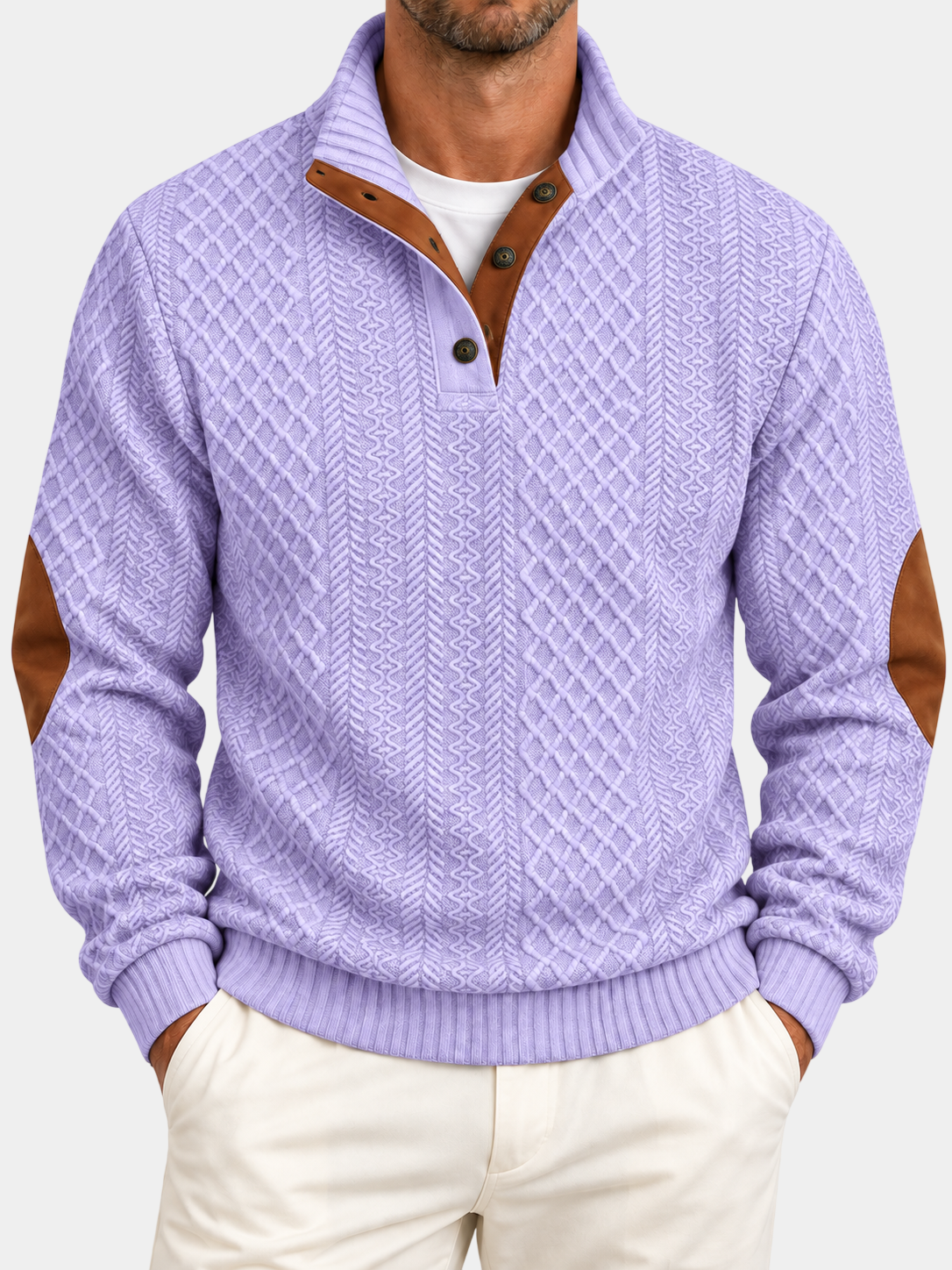 Jacquard-Strick-Pullover mit Stehkragen