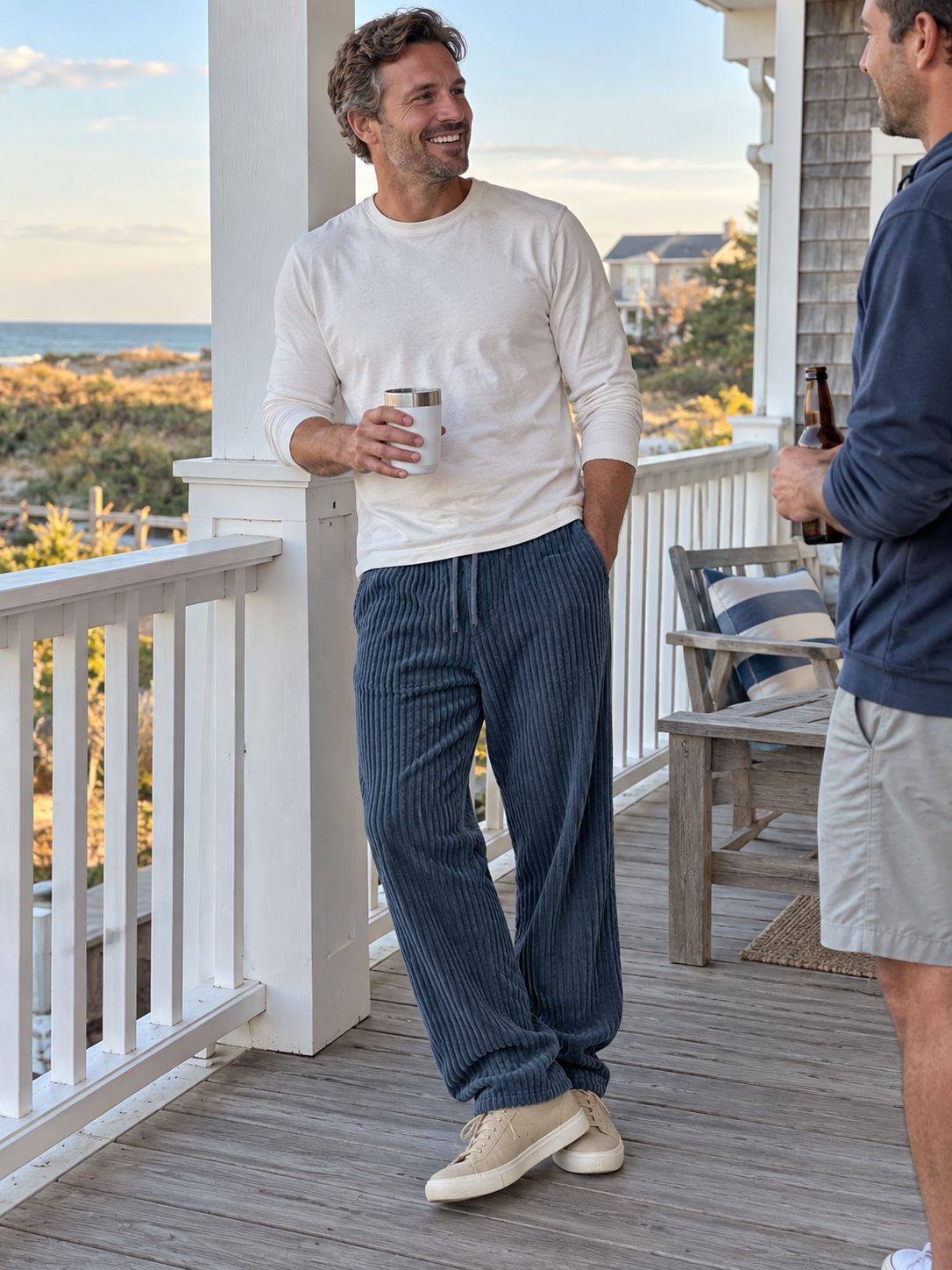 Relaxed Fit Dicke Cord-Hose mit Kordelzug