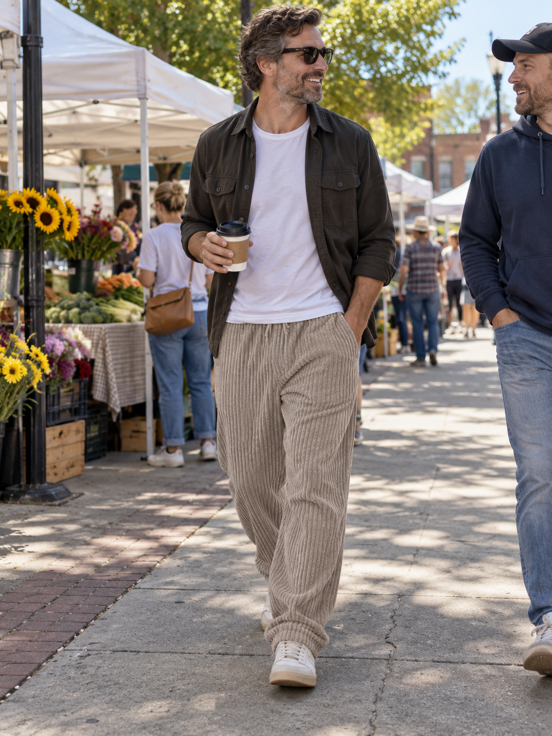 Relaxed Fit Dicke Cord-Hose mit Kordelzug