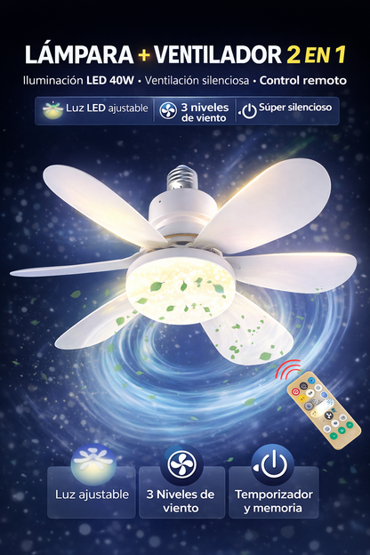 PACK CONFORT DE VERANO - Ventilampara Multifuncional 2 EN 1 + Lámpara Inteligente 6 EN 1