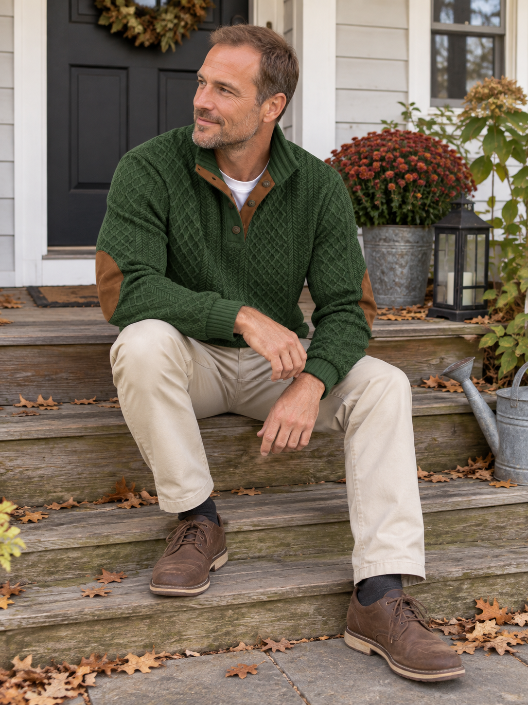 Jacquard-Strick-Pullover mit Stehkragen