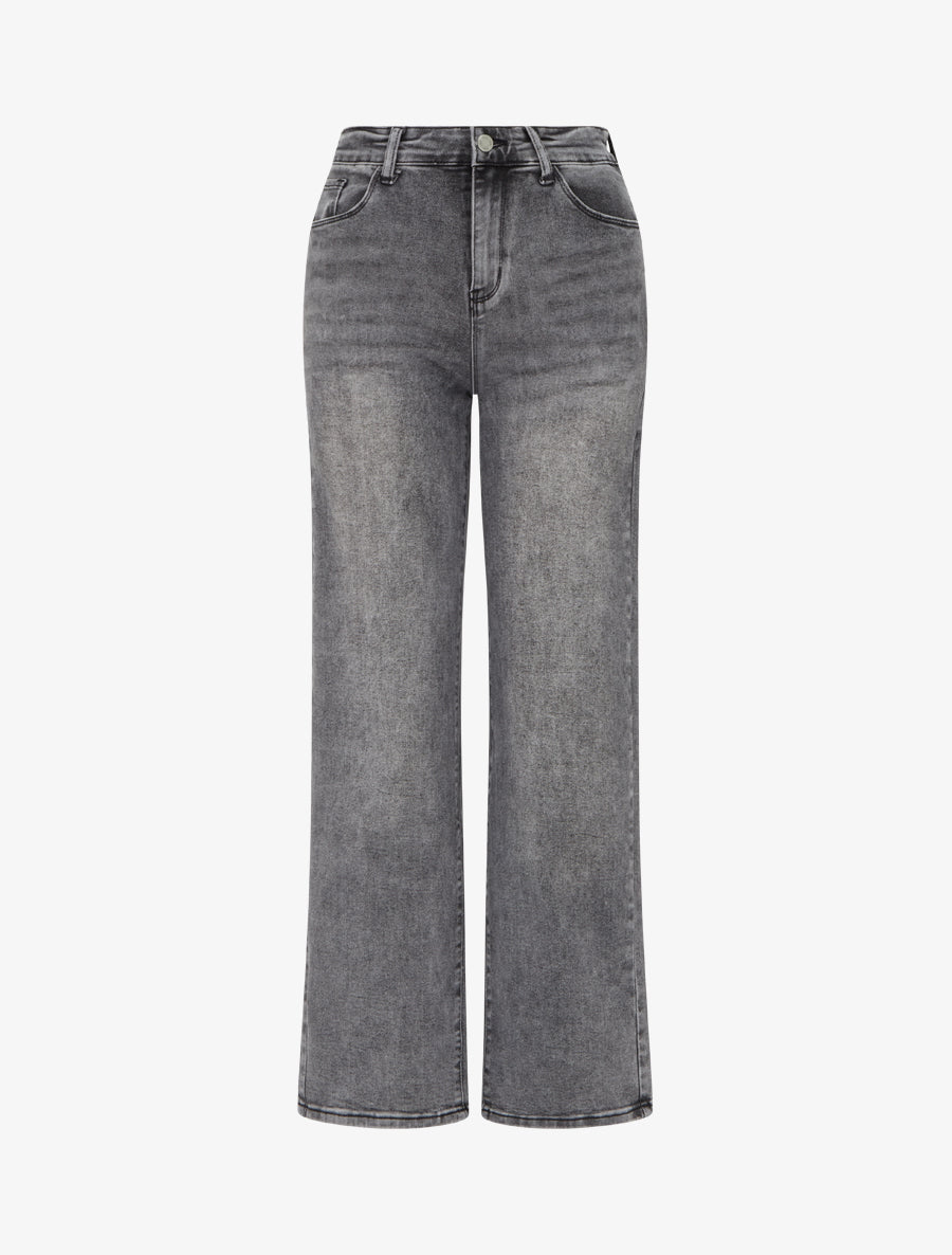 Push-Up-Jeans mit 5 Taschen in Used-Optik - Grau