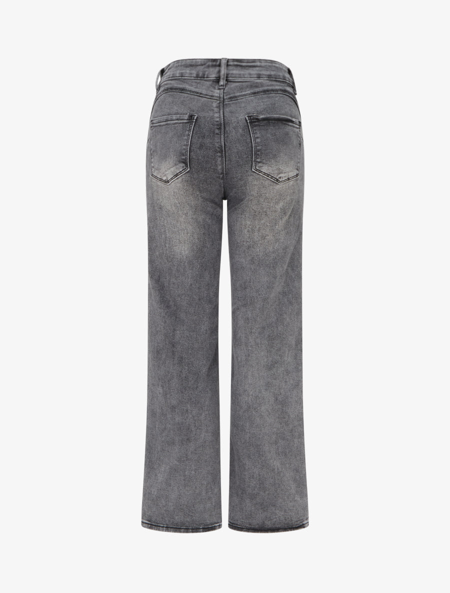 Push-Up-Jeans mit 5 Taschen in Used-Optik - Grau