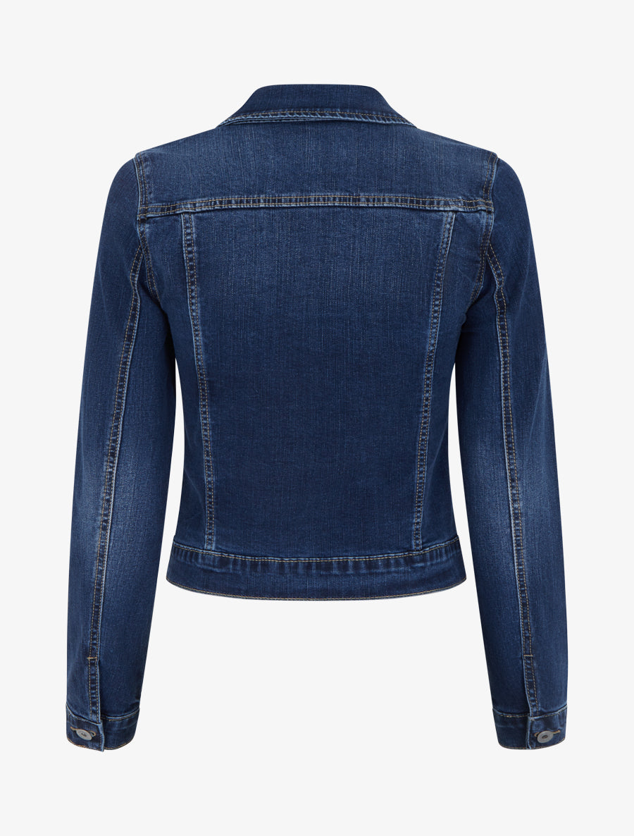 Jeansjacke mit goldenen Ziernähten