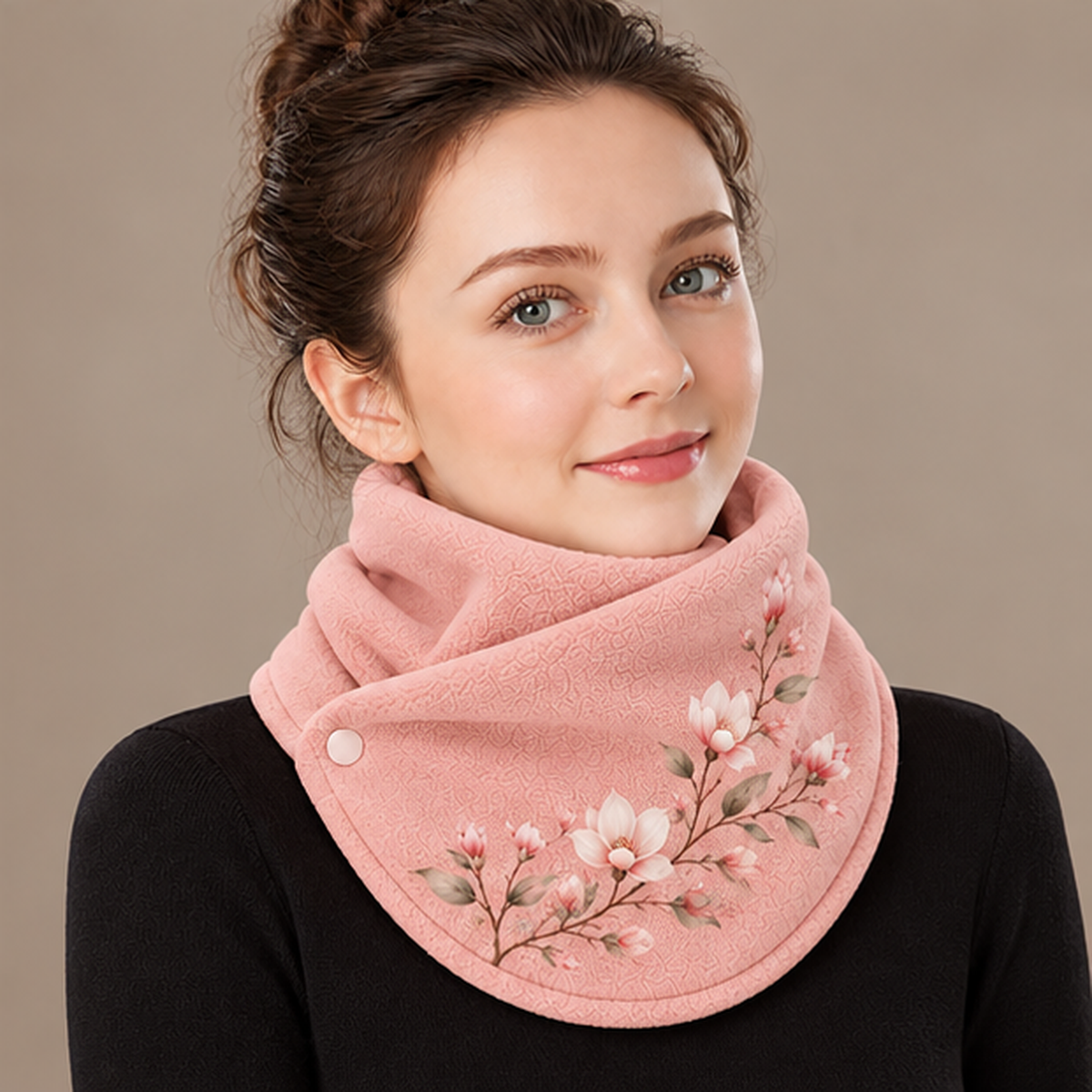 Eleganter floraler Fleece-Halswärmer für Damen – weich und kuschelig