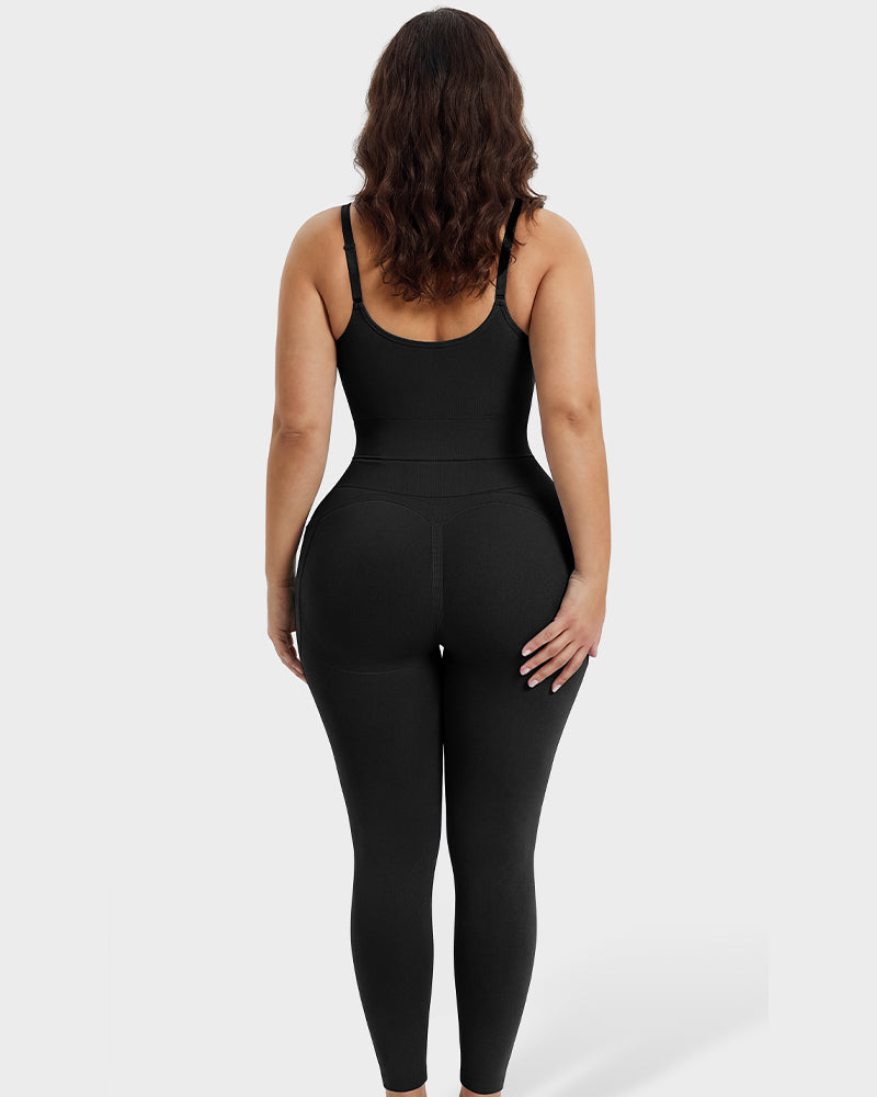 Tiefer V-Ausschnitt Reißverschluss vorne Ganzkörper-Shapewear