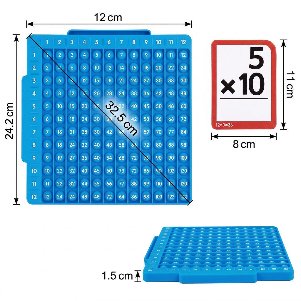 Mathe-Lernkarten-Set mit Rechenbrett – Addition, Subtraktion, Multiplikation & Division