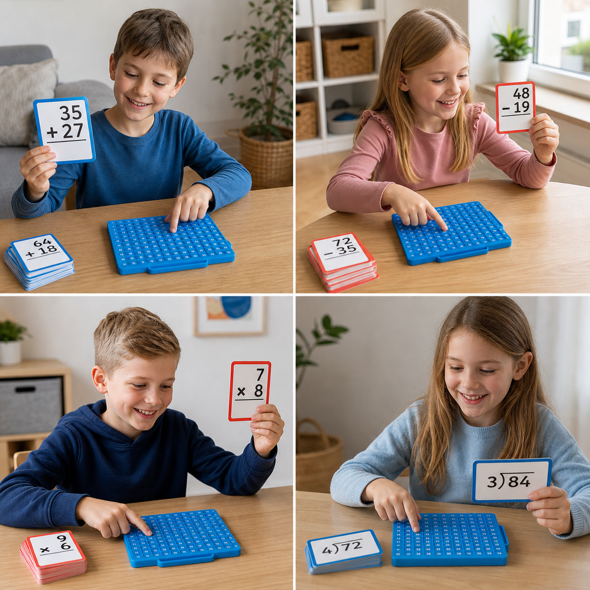 Mathe-Lernkarten-Set mit Rechenbrett – Addition, Subtraktion, Multiplikation & Division