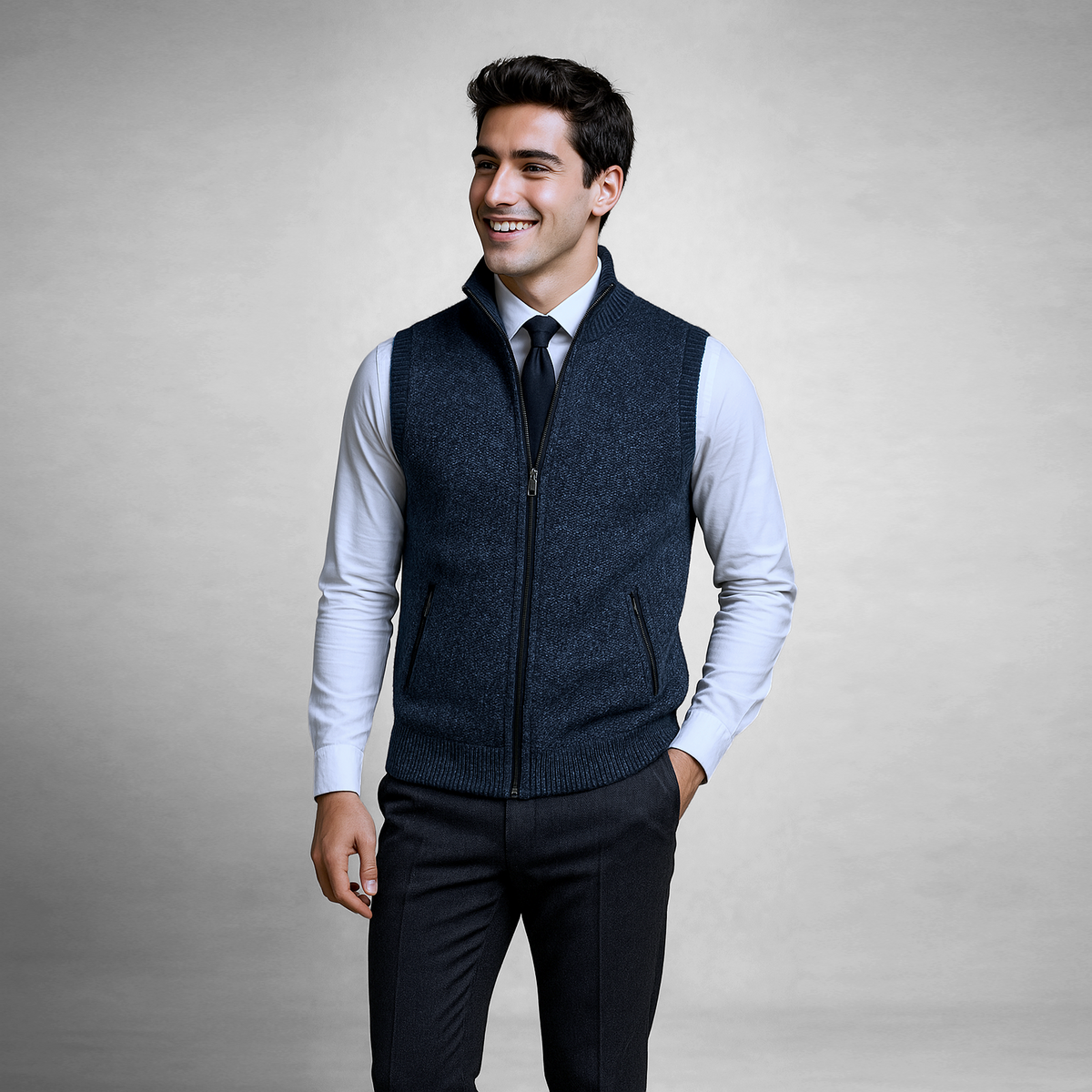 Harrison Ärmellose Strickjacke mit Reißverschluss