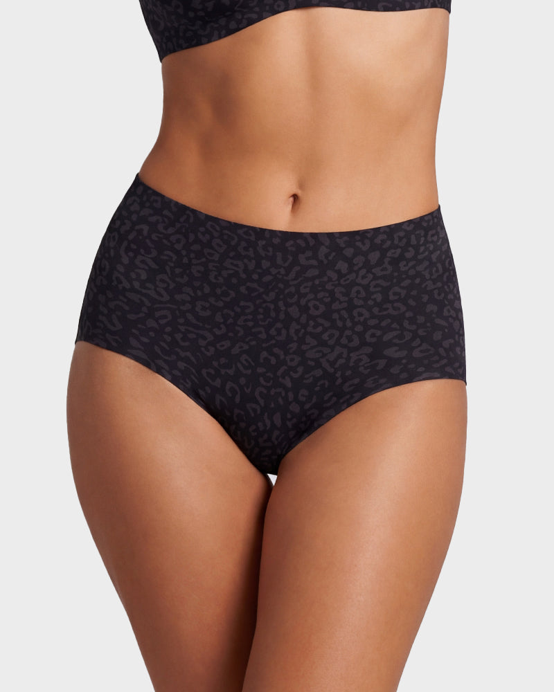 Hochtaillierter nahtloser Leoparden-Bauchweg-Slip (6er Pack)