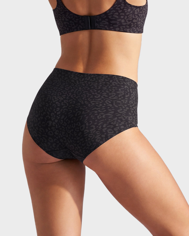 Hochtaillierter nahtloser Leoparden-Bauchweg-Slip (6er Pack)