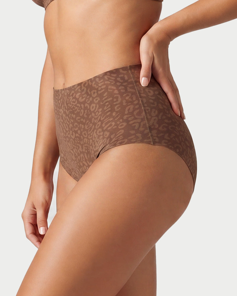 Hochtaillierter nahtloser Leoparden-Bauchweg-Slip (6er Pack)