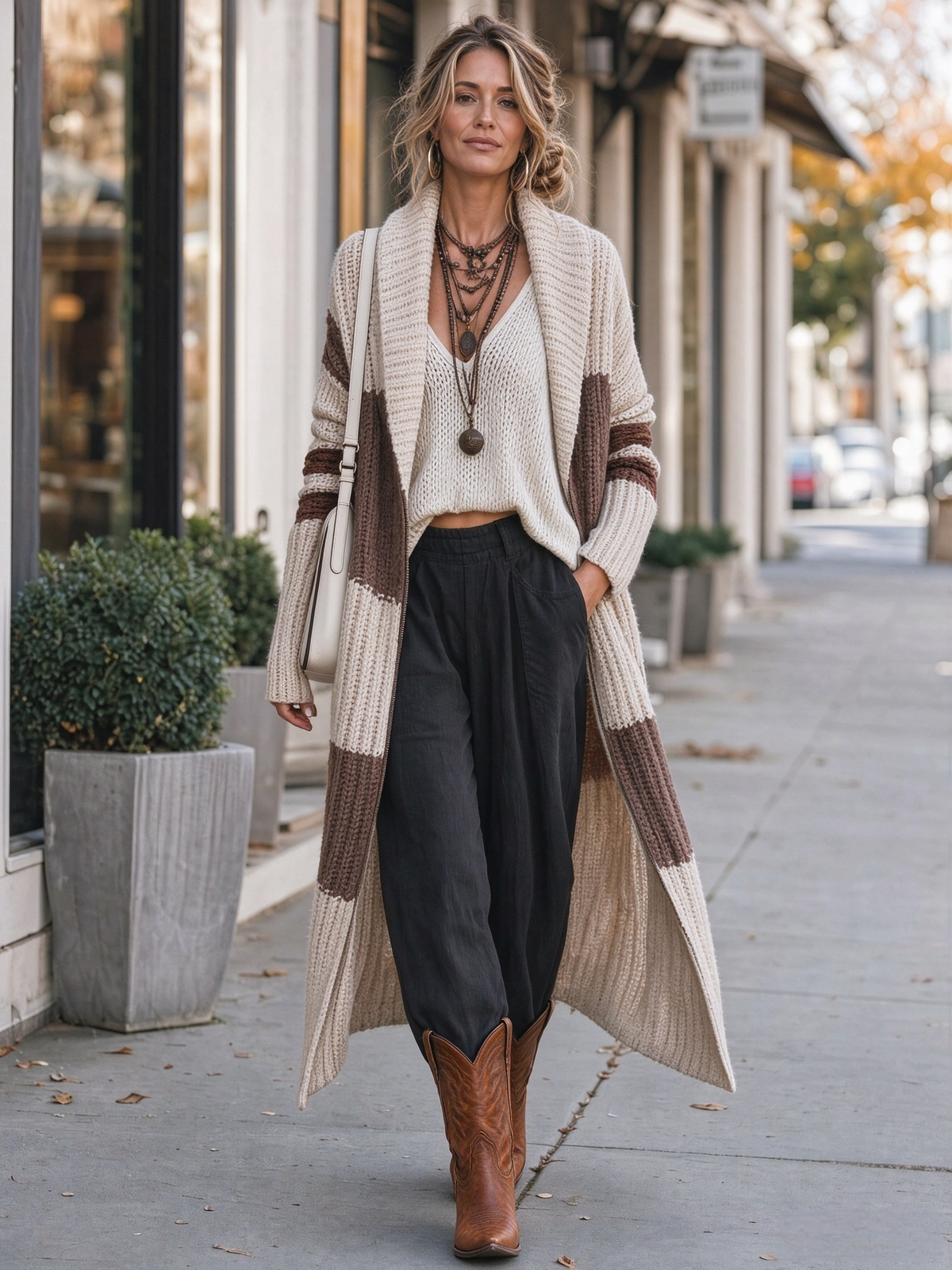 Damen Vintage Strickjacke mit Schalkragen und langem Reißverschluss