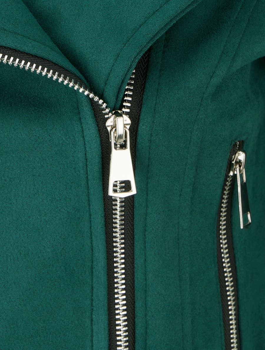 Gerade geschnittene Jacke aus Velourslederimitat mit Reverskragen