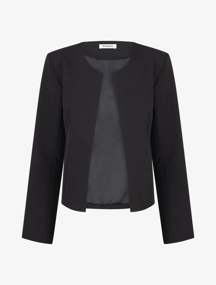 Gerade geschnittene Jacke mit Rundhalsausschnitt