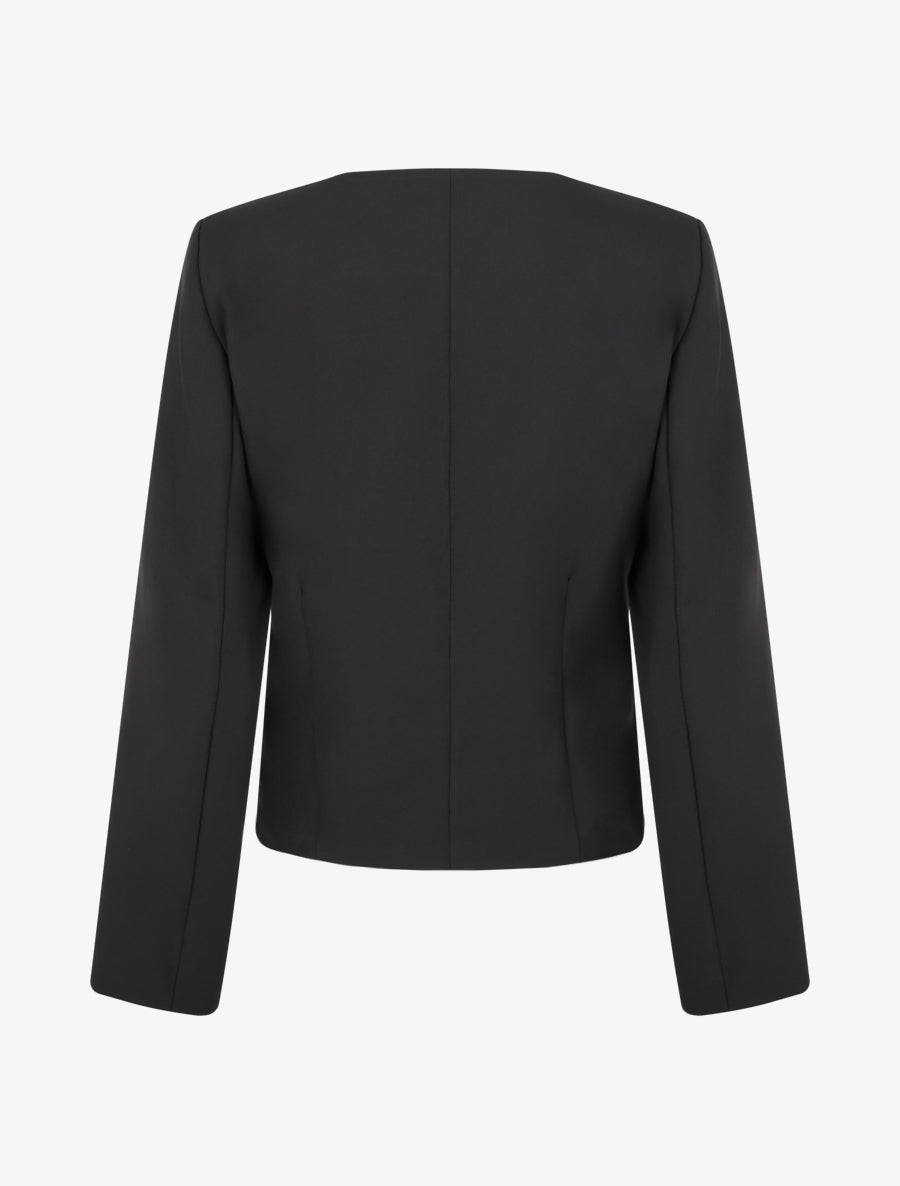 Gerade geschnittene Jacke mit Rundhalsausschnitt