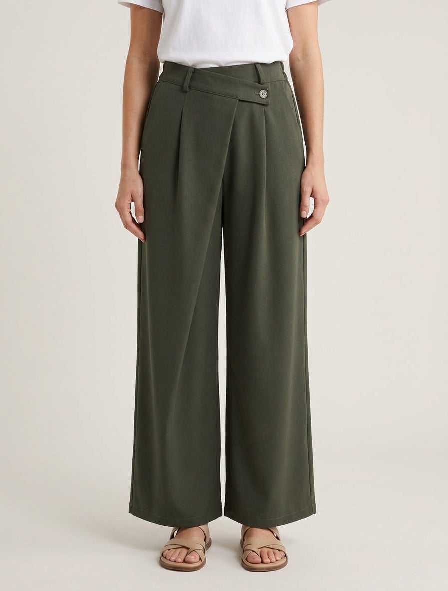 Gerade Hose mit hoher Taille und seitlichem Verschluss