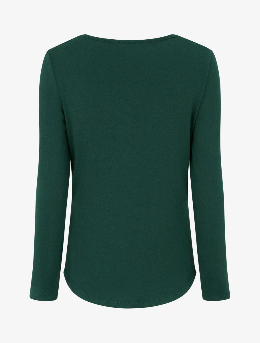 Feiner Pullover mit Wasserfallausschnitt - Tannengrün