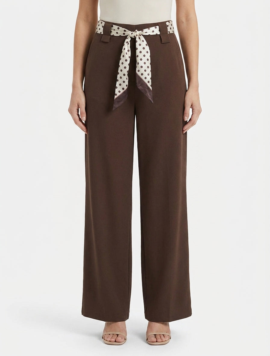 Weite Hose mit hohem Bund und Muster